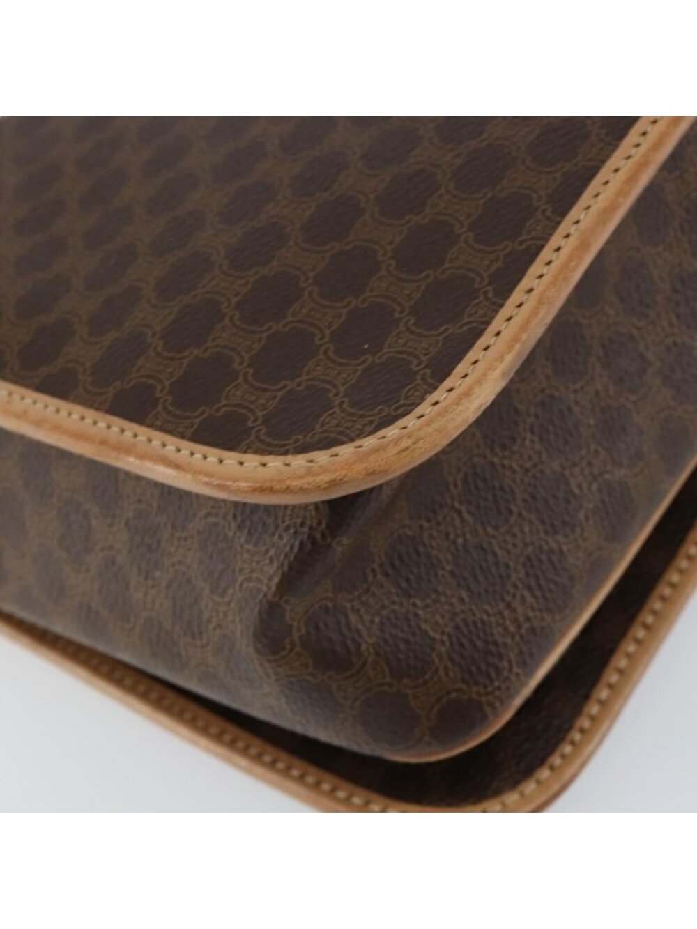 Authentic CELINE Macadam Canvas Shoulder Bag PVC Brown Gold - Picture 8 of 16